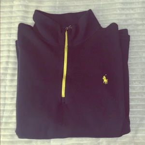 Men’s Navy and Yellow Polo Quarter ZIP XL